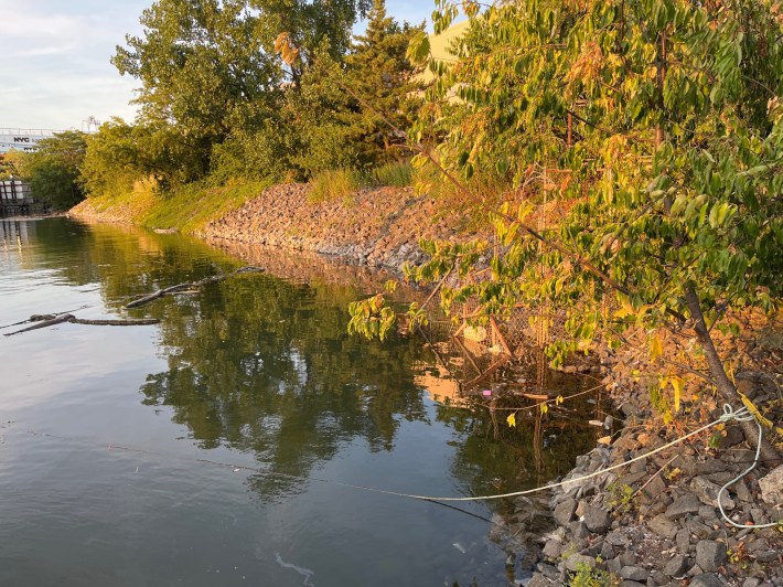 The shore of the Gowanus Bay off of 19th Street.