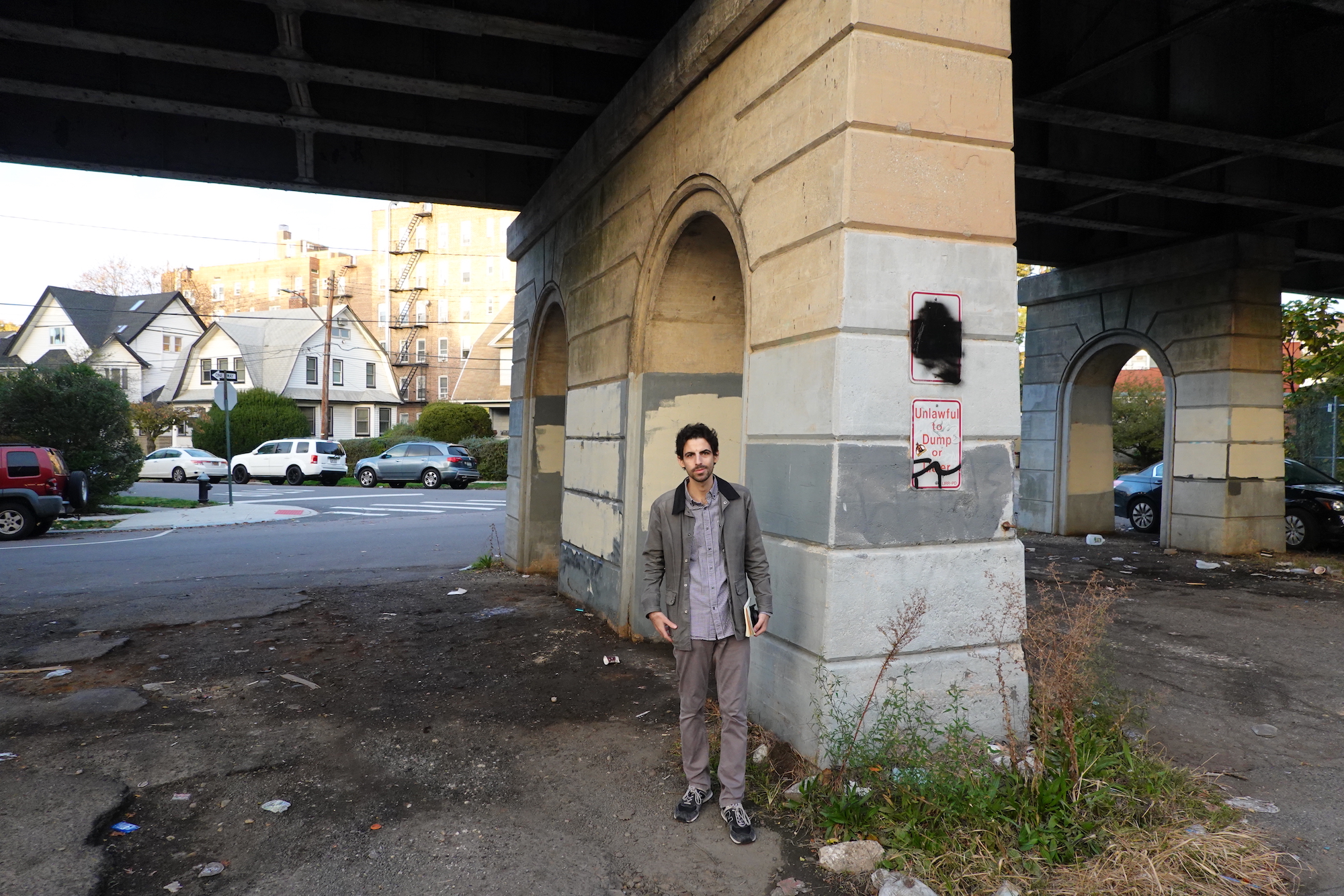 The author of the story stands next to an overpass during the "Goodfellas" tour.