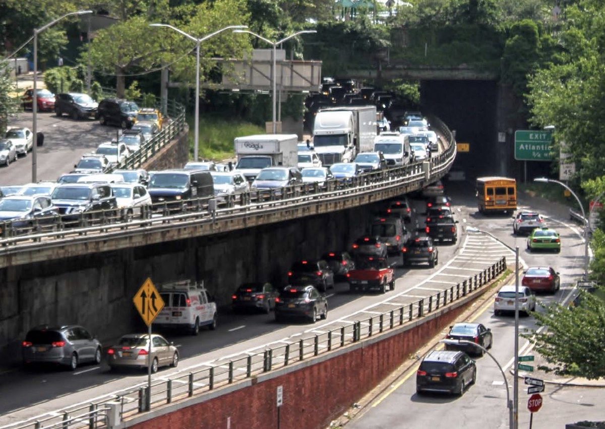 Congested BQE in the summer.