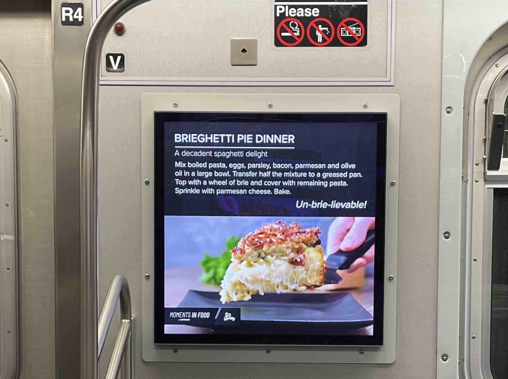 A subway video ad for "brieghetti"