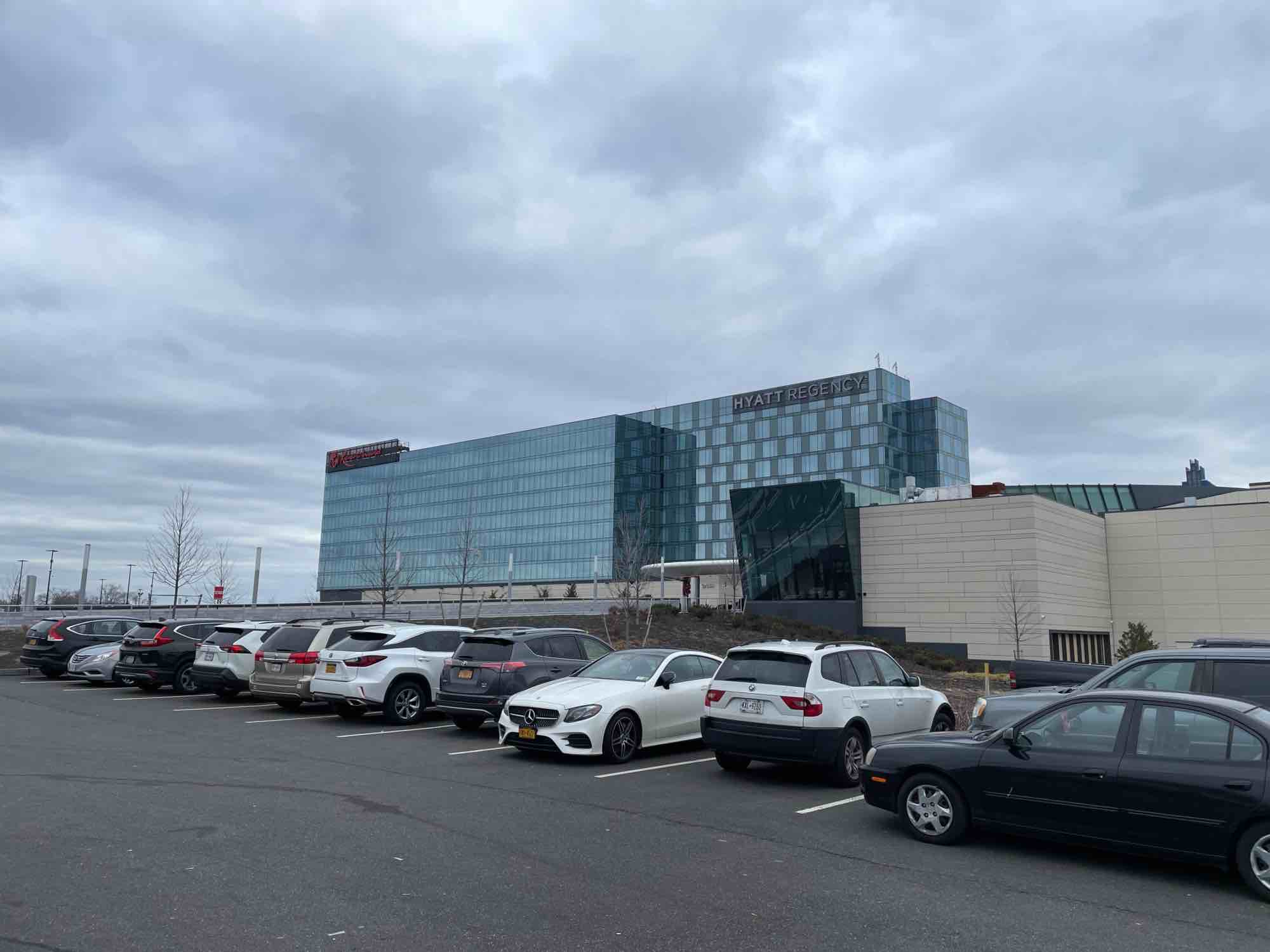 An exterior shot of Resort World Casino in Queens.