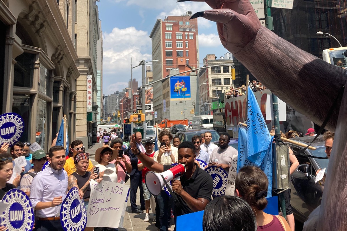 Neighborhood Defender Services lawyers rally to protest their workplace conditions.