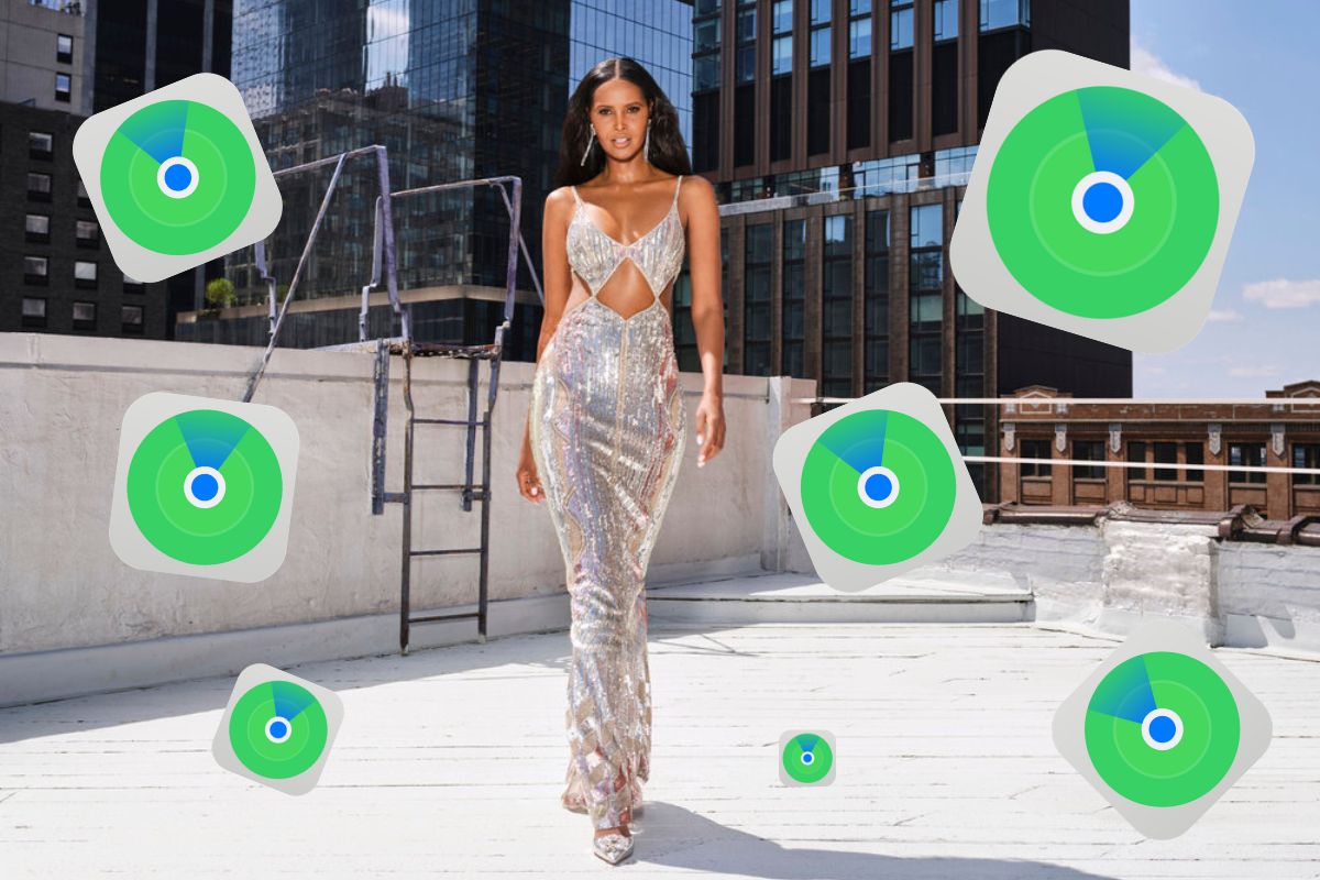 RHONY cast member Ubah Hassah surrounded by the "Find my iPhone" logo.