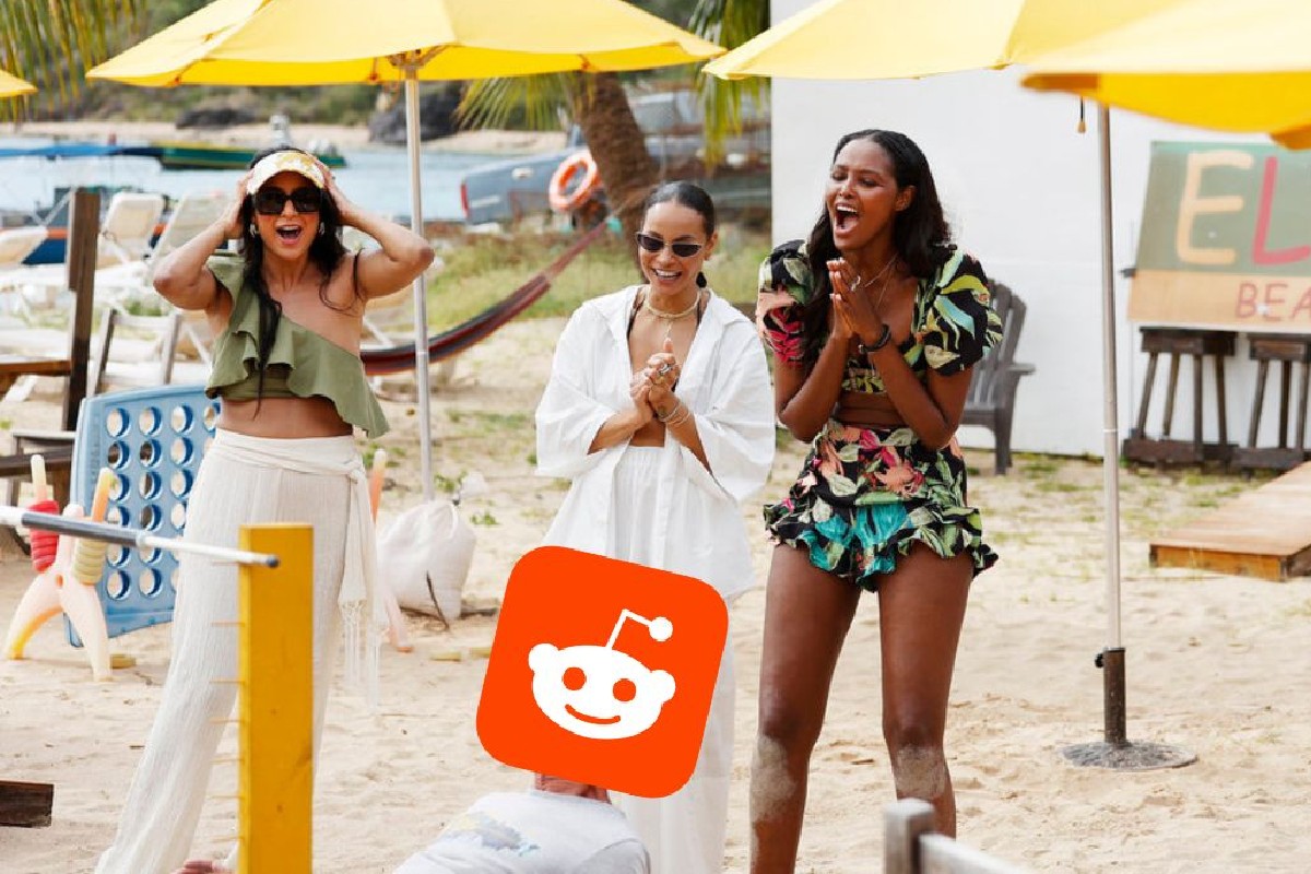 Ubah Hassan, Sai De Silva, and Jessel Taank at the beach in Anguilla on the unpopular-on-Reddit reboot of The Real Housewives of New York City.