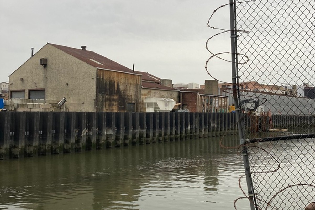 A desolate shot of Newtown Creek in Brooklyn, New York.