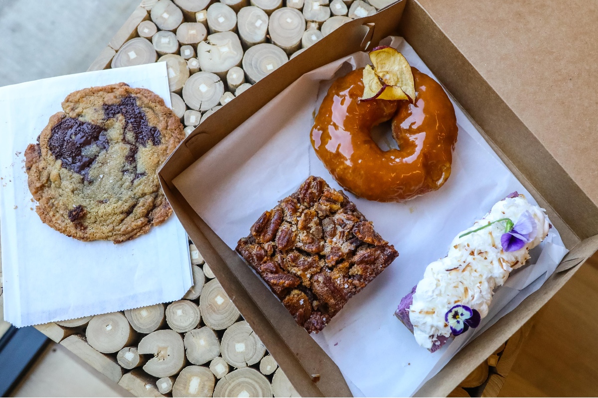 A selection of delicious baked goods on a table.