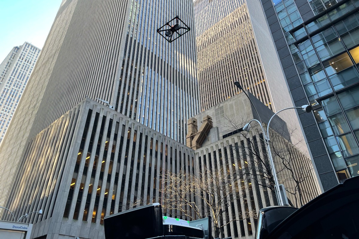 An NYPD drone flies in Manhattan.