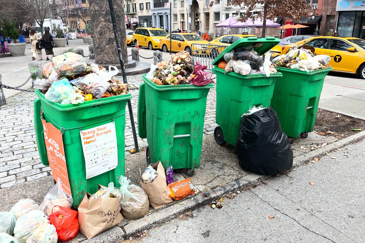 Compost bins in New York City.
