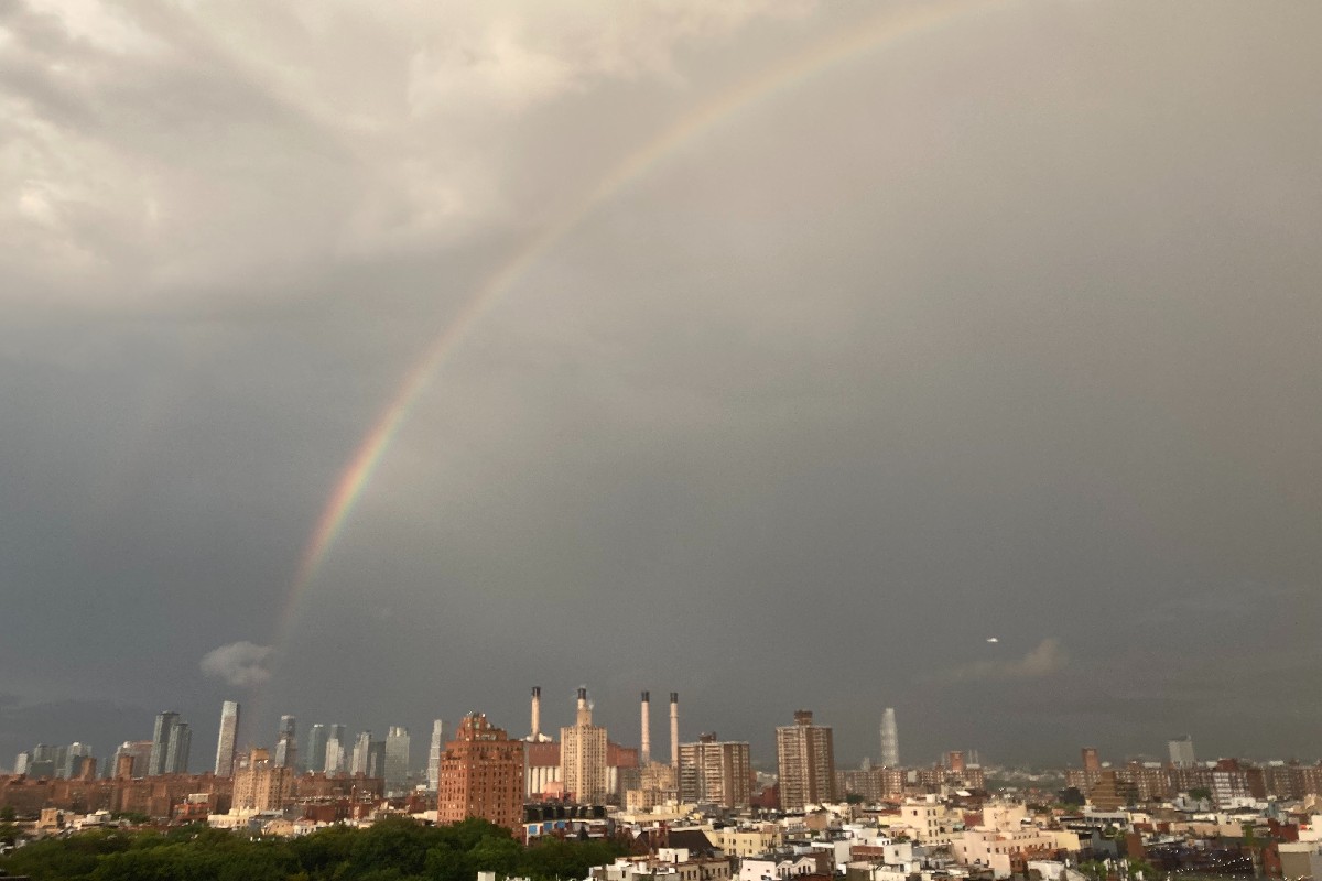 A rainbow over New York City