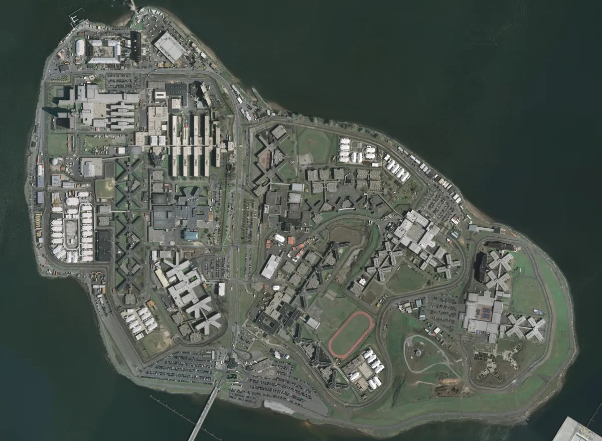 Aerial view of Rikers Island.